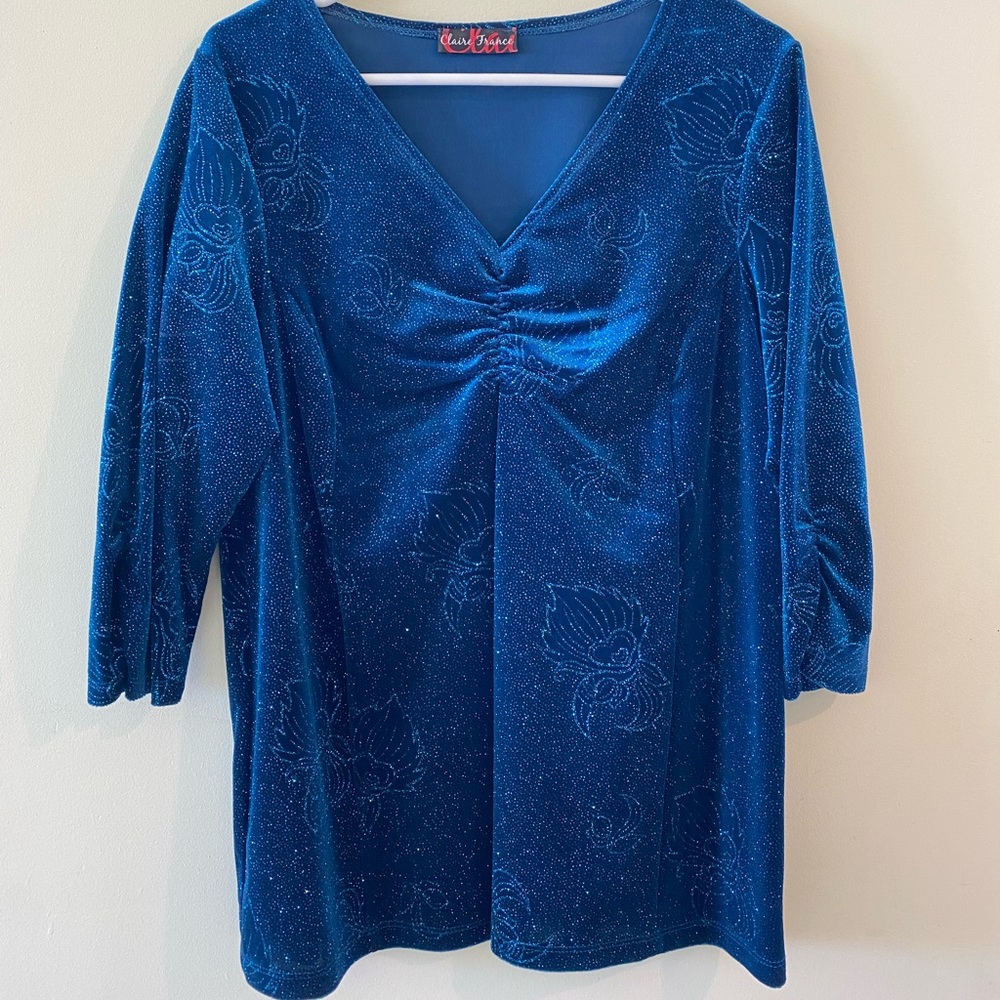 Sparkly Blue 3/4 Sleeve Length Blouse